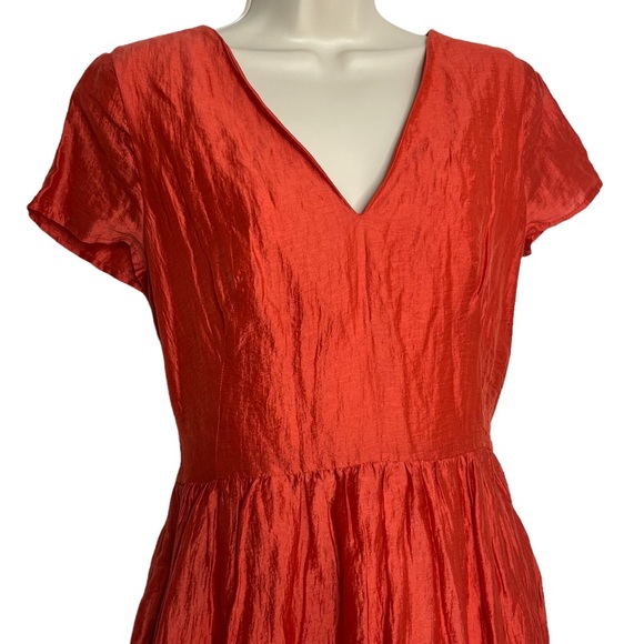Corey Lynn Calter Mini Dress Orange Short Sleeve V Neck Zip Back Pockets Size 2 - Picture 12 of 16